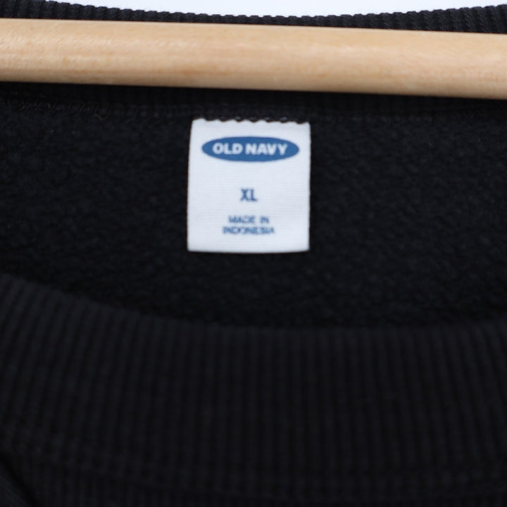 Old Navy Women's XL Black Crewneck Sweatshirt Raglan Sleeve V-Stitch Pullover