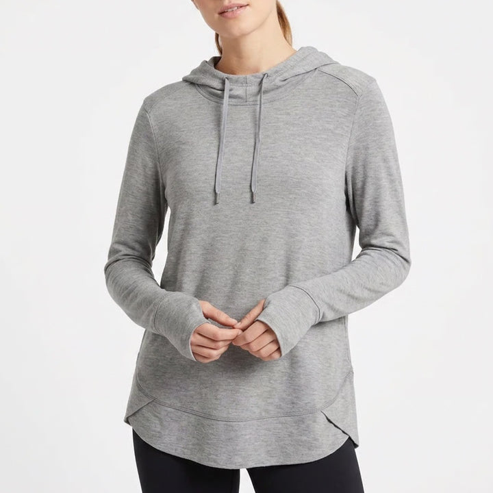 Athletic Work Hoodie Womens Medium(8-10) Heather Gray Stretch Thumb Hole Sleeve