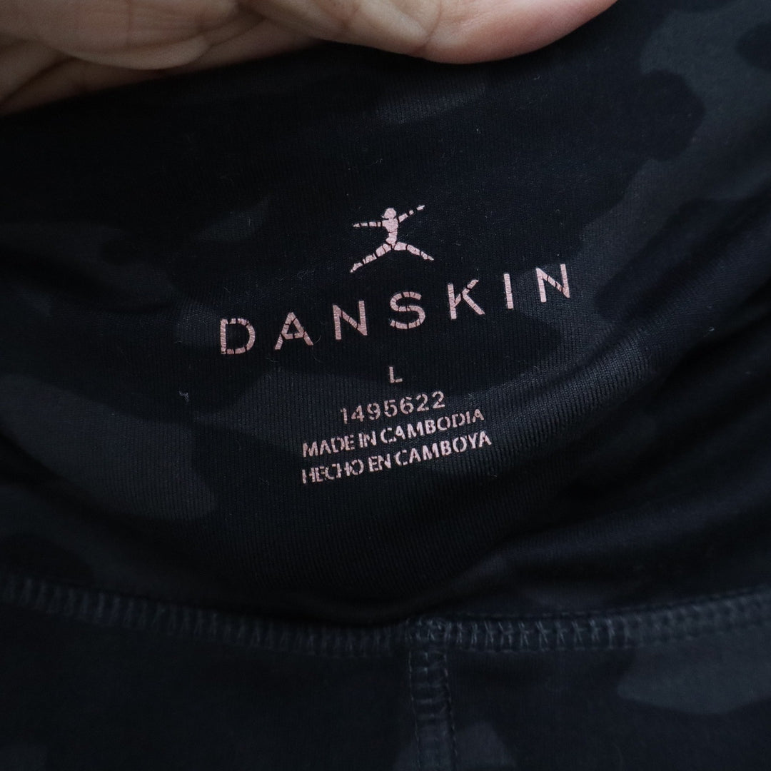 Danskin Womens Black Camo High Waisted Pocket Leggings Size L