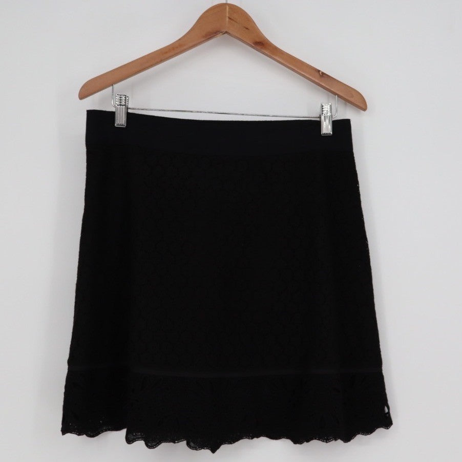 LOFT Black Lace Overlay A Line Skirt Size 8