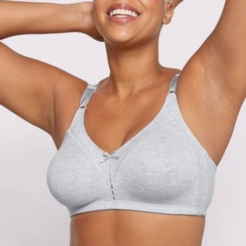 Bali Double Support Cotton Blend Wireless Bra Womens 40B Heather Gray Stretch