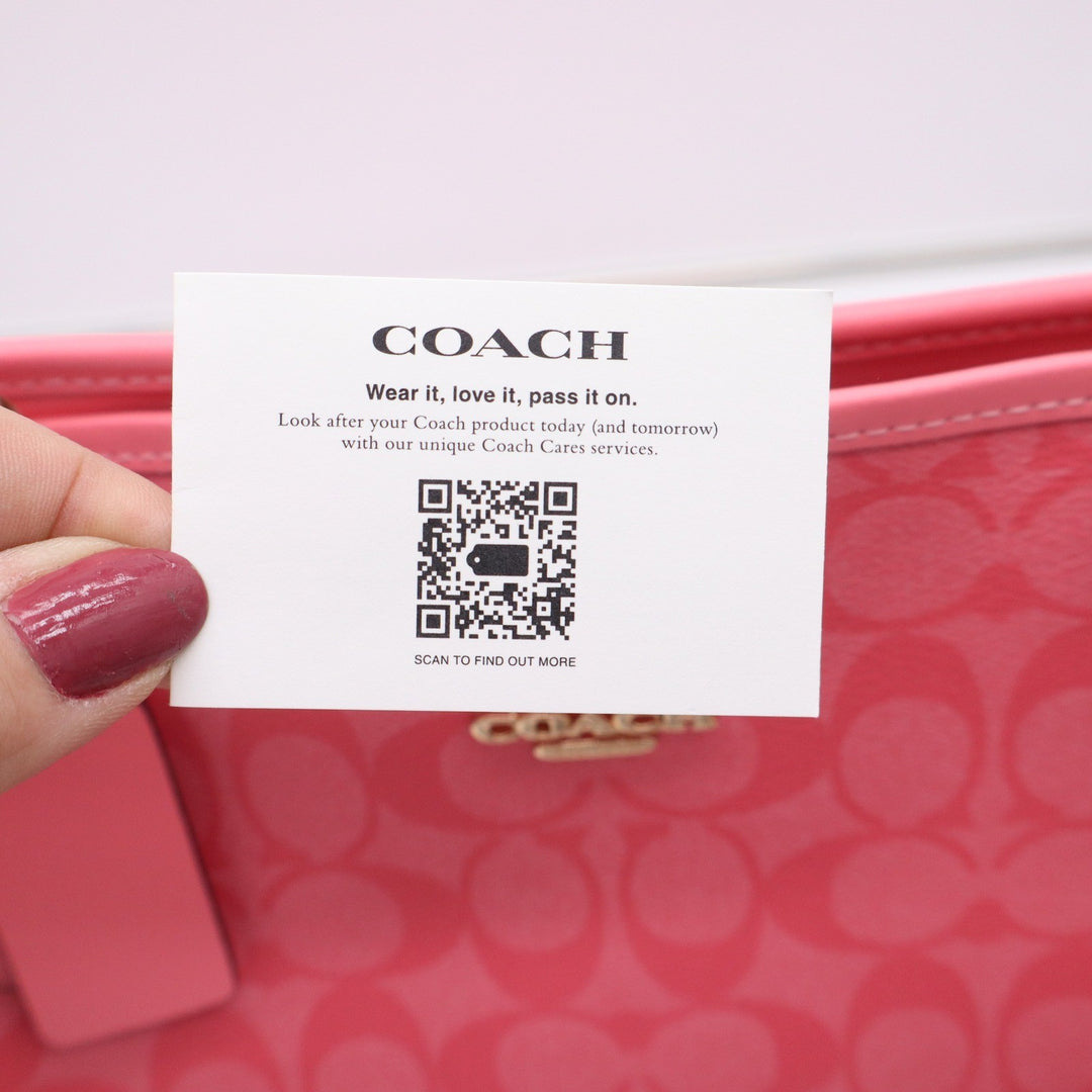 Coach City Tote Signature Canvas Pink Floral Interior Shoulder Bag