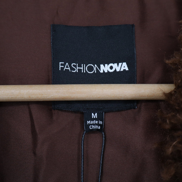 Fashion Nova Adjust To The Fame Faux Fur Coat Chocolate Brown Shaggy Jacket M