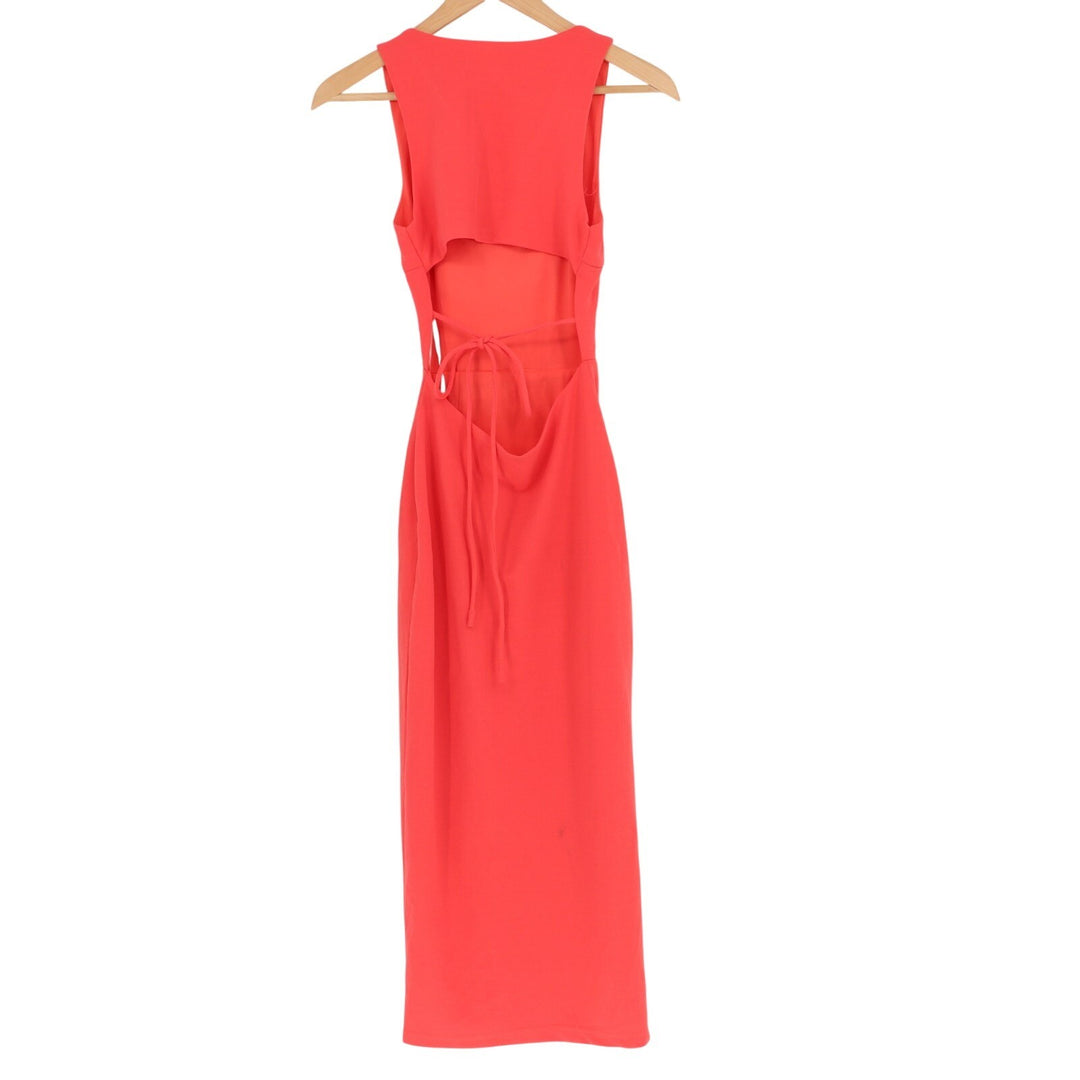 Lulus Sultry Elegance Bodycon Maxi Dress Womens XS Coral Pink Cutout Back Tie