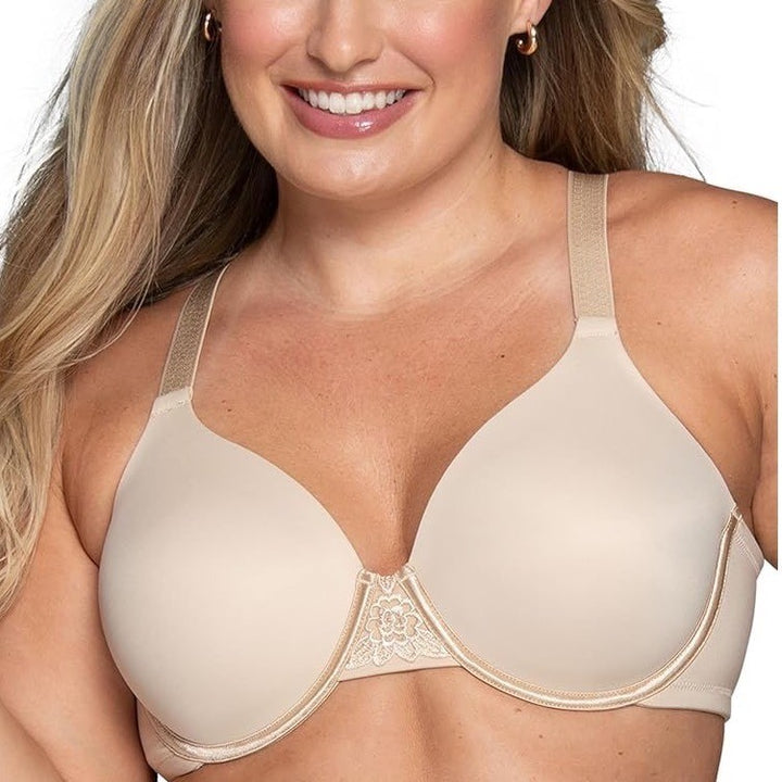 Vanity Fair Beauty Back Full Figure Wireless Bra 44D Beige Adjustable Straps