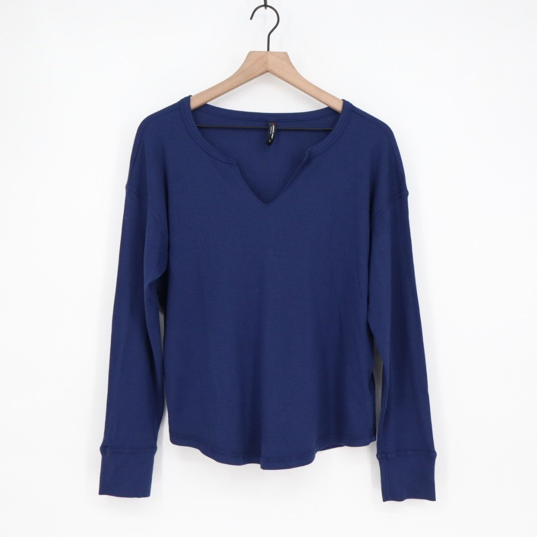 American Giant Luxe Rib Women's Large Blueprint V-Notch Long Sleeve Pullover