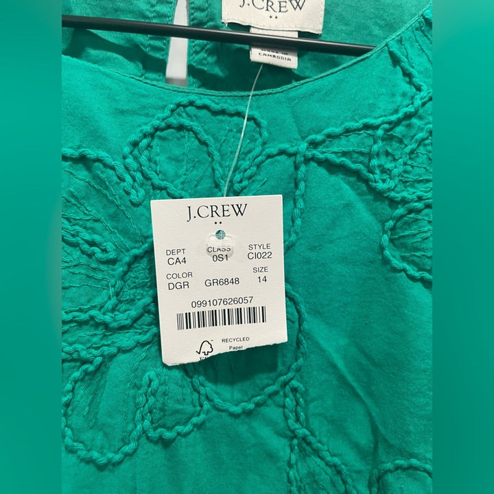 J.Crew Eyelet Puff-Sleeve Mini Dress Size 14