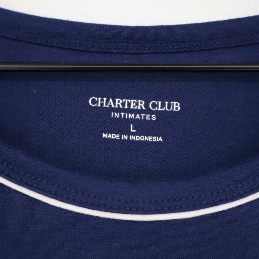 Charter Club Intimates Doorbuster Pajama Top Womens Large Navy Cotton Crew Neck
