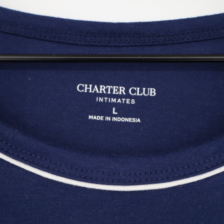 Charter Club Intimates Doorbuster Pajama Top Womens Large Navy Cotton Crew Neck