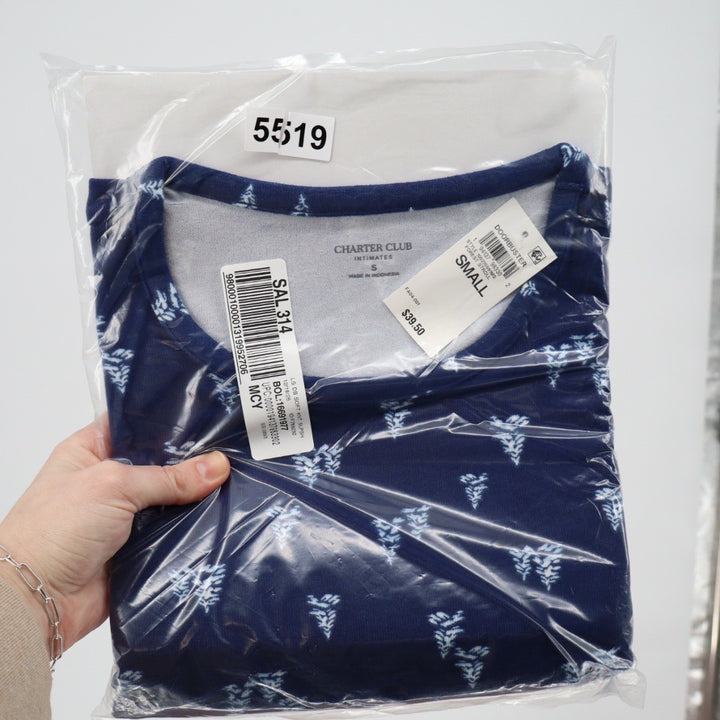 Charter Club Intimates Navy Blue Pine Tree Soft Knit Sleepshirt Small