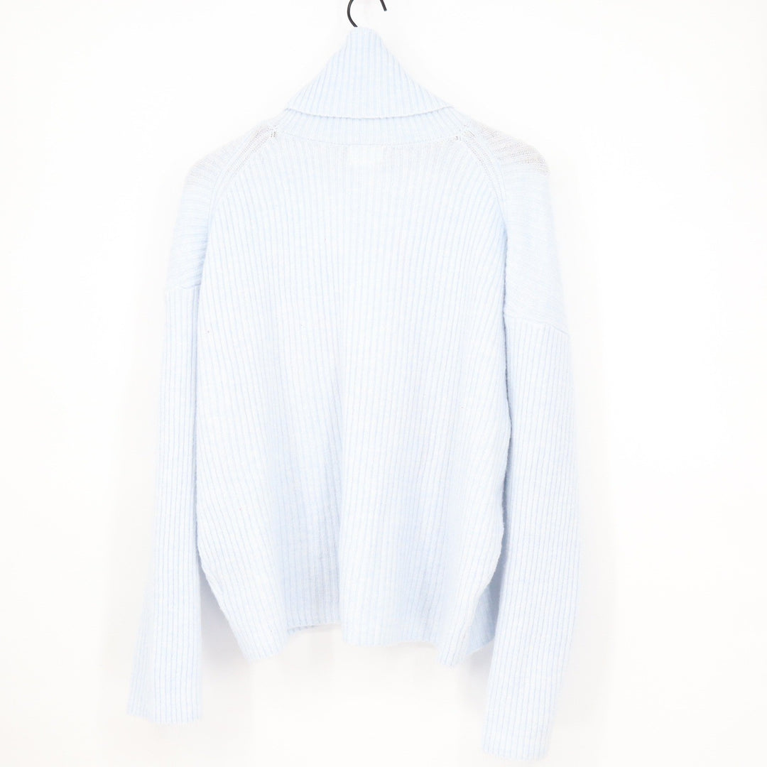 HM Light Blue Ribbed Turtleneck Sweater Oversized Knit Pullover Medium