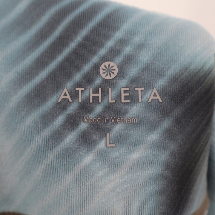 Athleta Womens Abstract Blurred Print Performance Leggings Teal Green Black L