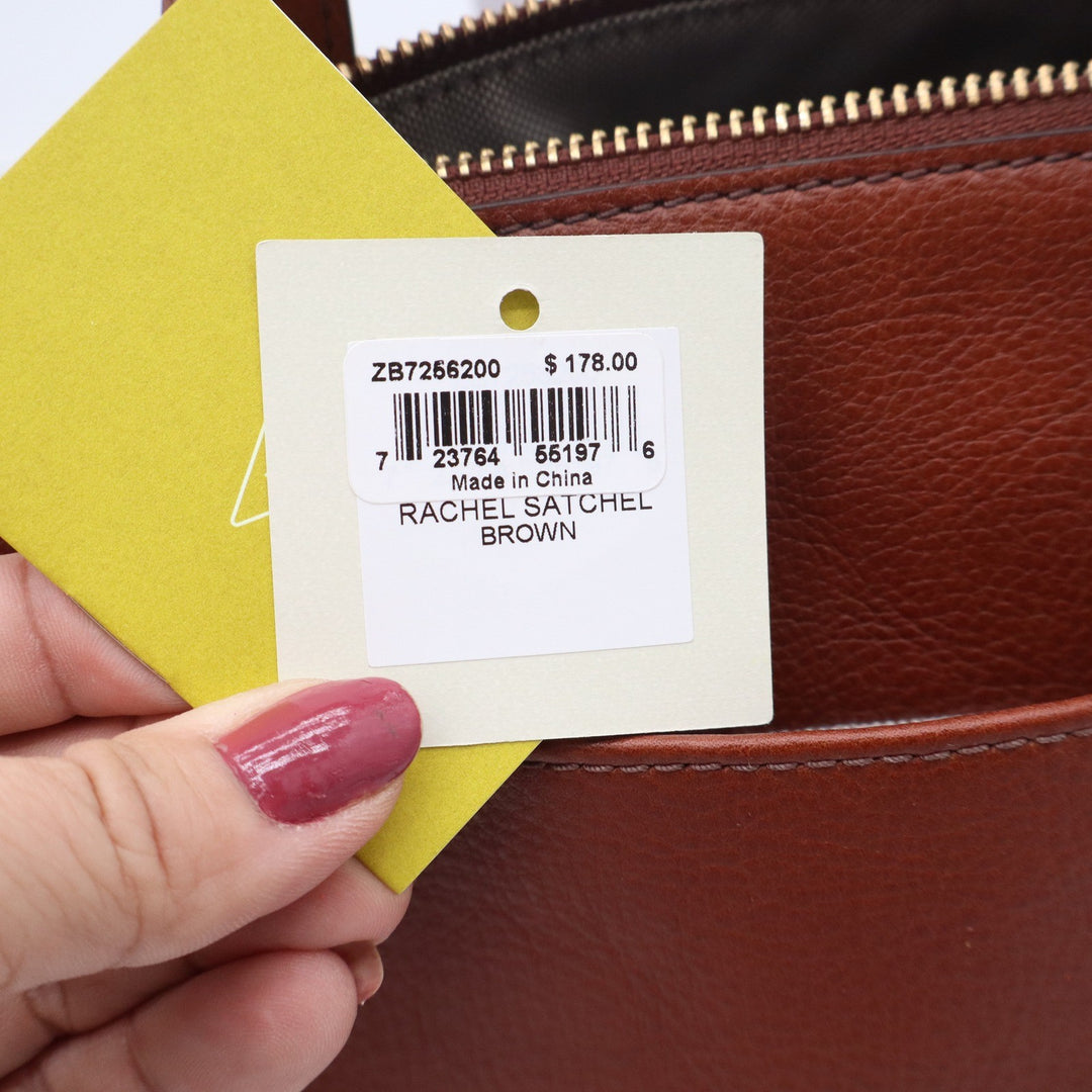 Fossil Rachel Satchel Brown Leather Crossbody Bag New