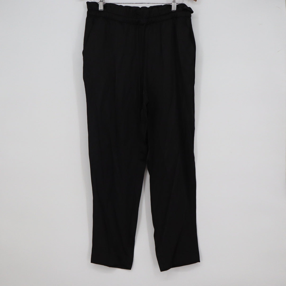 Express Womens Black High Rise Ankle Paperbag Waist Tapered Pants Size Medium