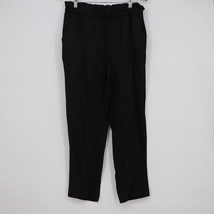 Express Womens Black High Rise Ankle Paperbag Waist Tapered Pants Size Medium