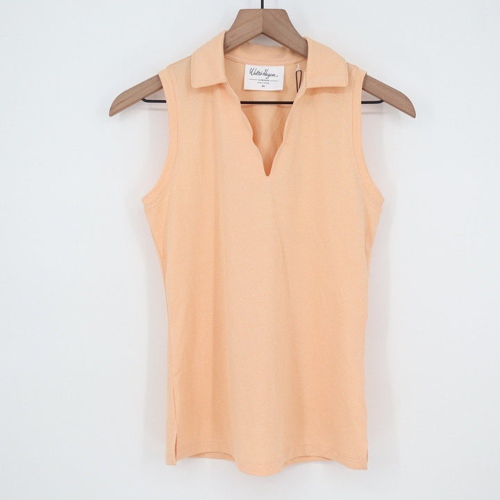 Walter Hagen Clubhouse Womens Sleeveless Golf Polo Peach Fuzz L NEW