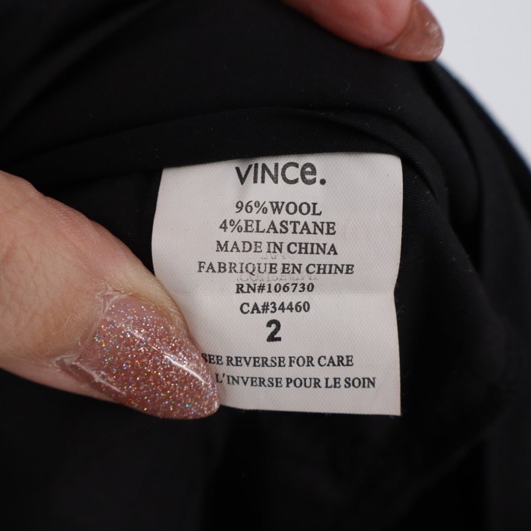 Vince Black Wool Blend Wide Leg Trousers Size 2