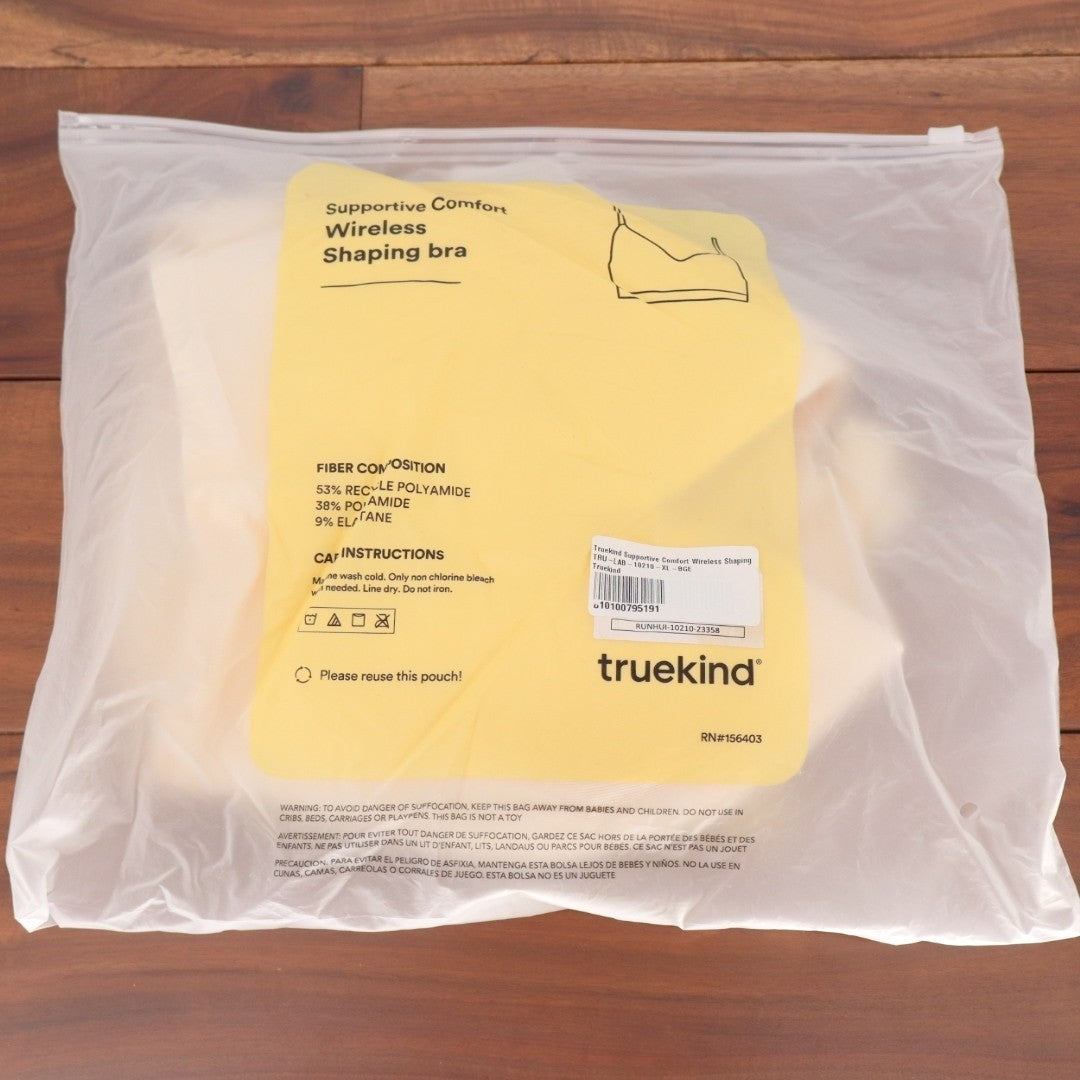 Truekind Supportive Comfort Wireless Shaping Bra Womens XL Beige Sweetheart Neck