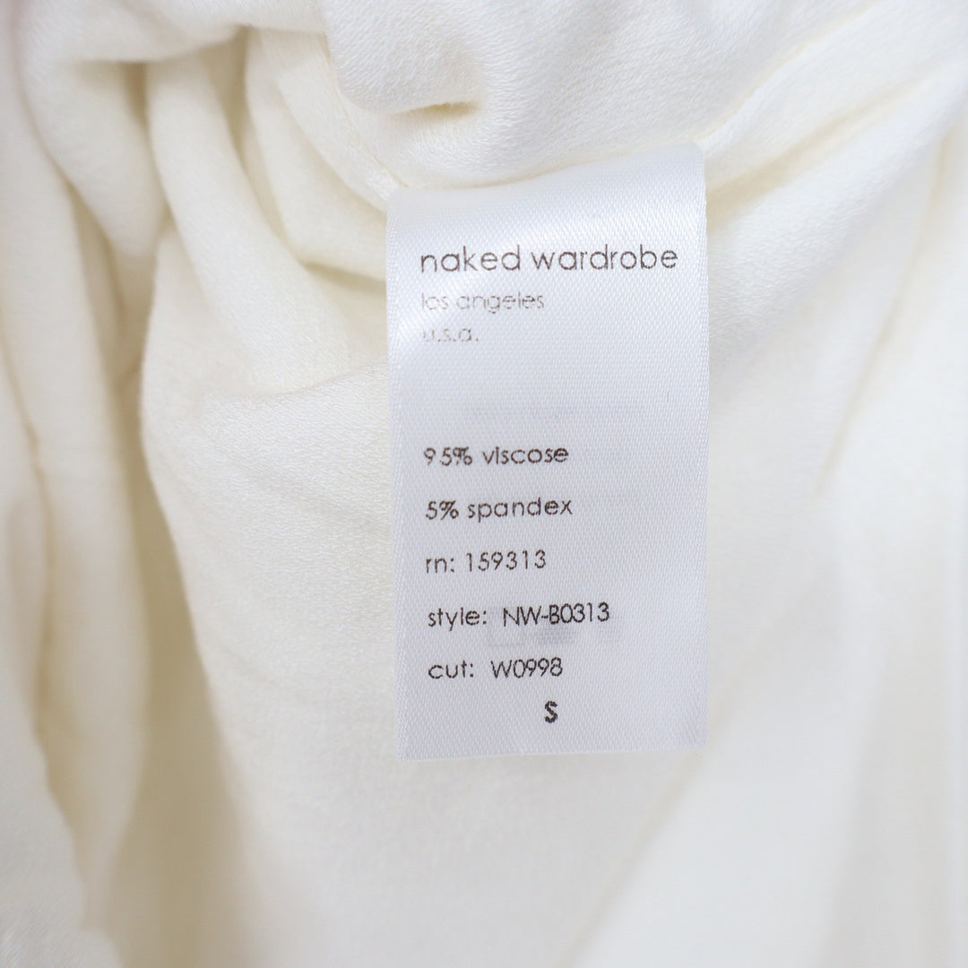 Naked Wardrobe White Turtleneck Long Sleeve Bodysuit Size S