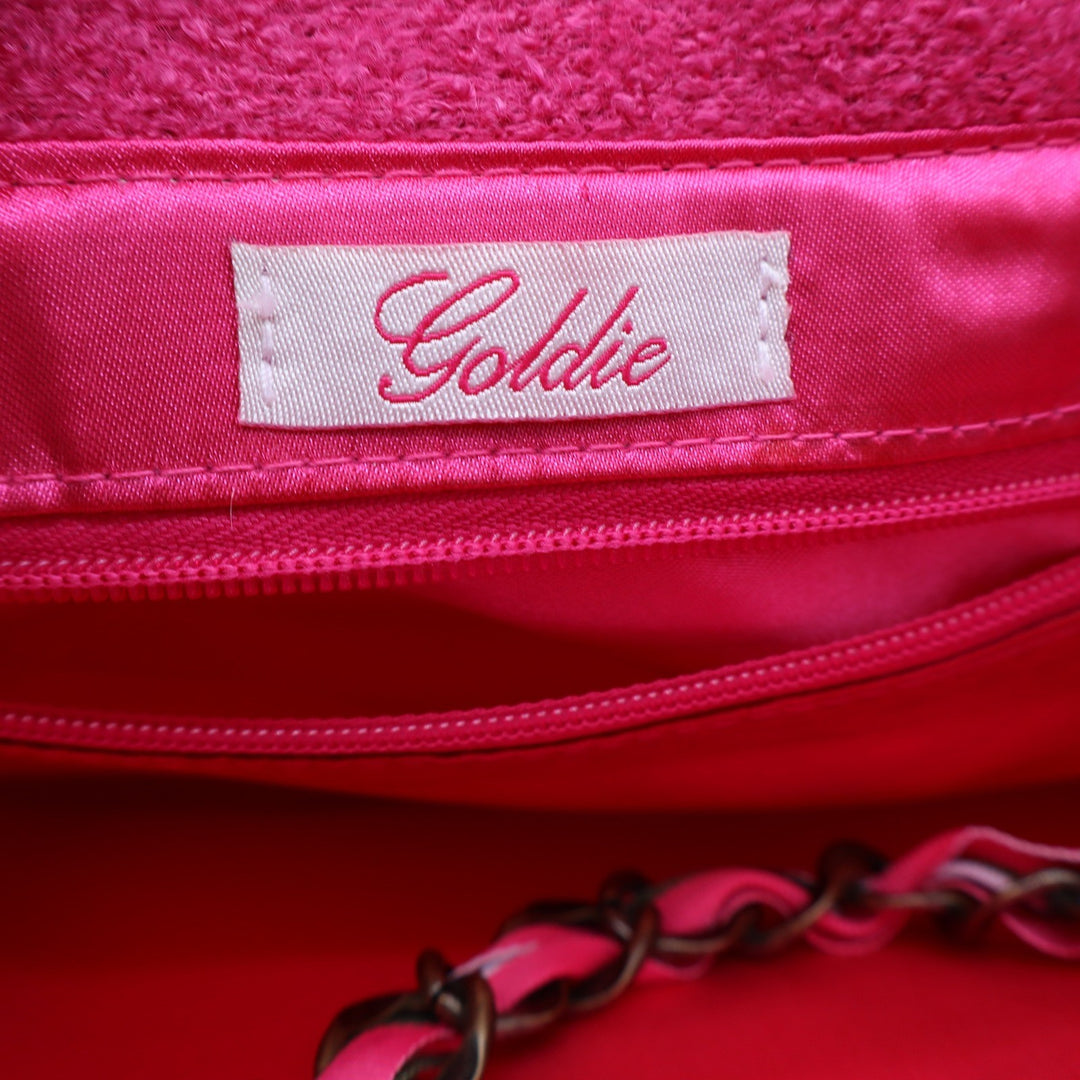 Bath & Body Works Goldie Pink Boucle Tote Bag Limited Edition Chain Strap Bow