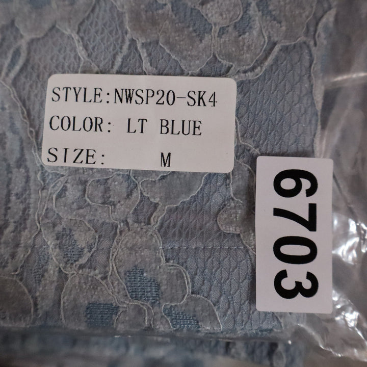 Naked Wardrobe Light Blue Floral Lace Mini Skirt Womens Size Medium