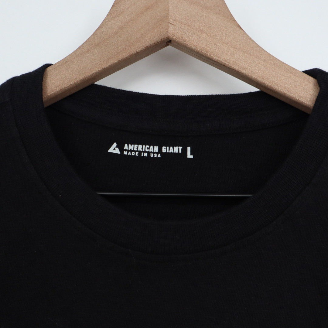 American Giant Black Crew Neck T Shirt Size L Made in USA Cotton Soft Basic Tee