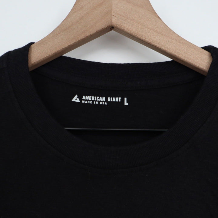 American Giant Black Crew Neck T Shirt Size L Made in USA Cotton Soft Basic Tee