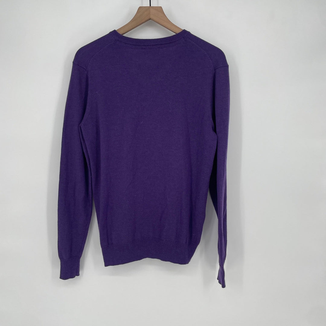 BAON Mens V Neck Long Sleeve Sweater Size S Purple Casual Knit Top