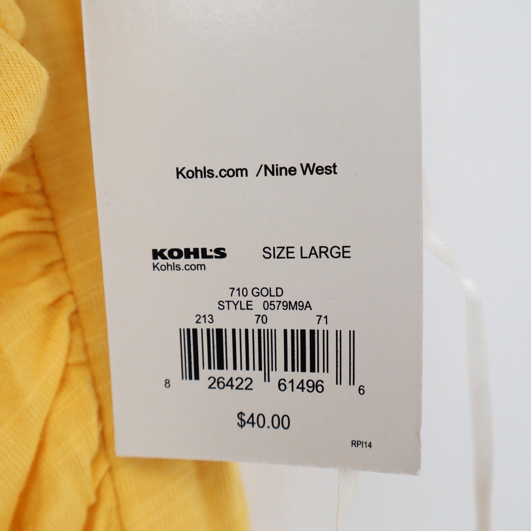 Nine West Womens Gold Yellow Ruched Sleeveless Tulip Hem Midi Dress Large