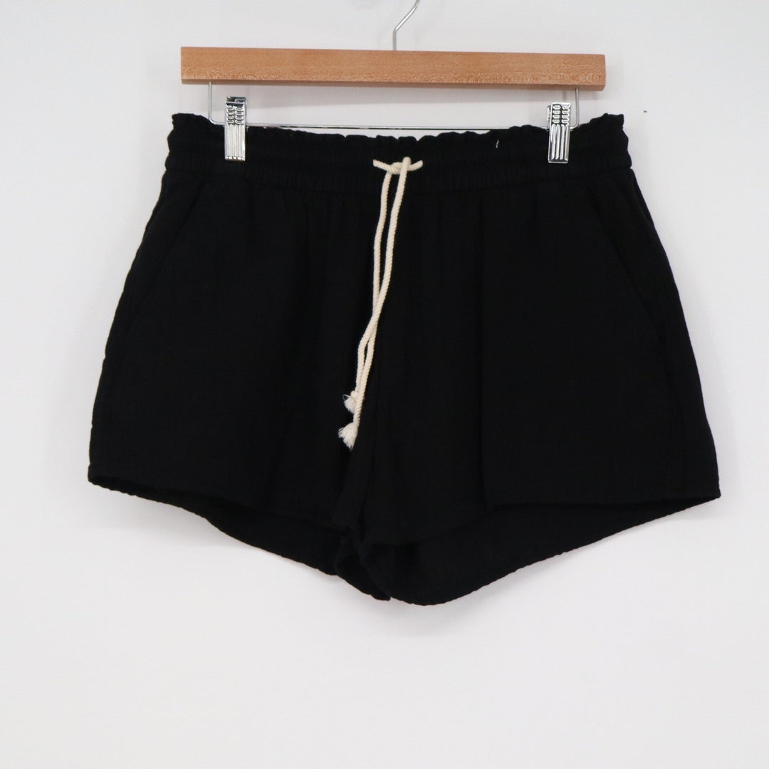 Old Navy Womens Black Cotton Gauze Shorts Comfort Waistband Drawstring Size M
