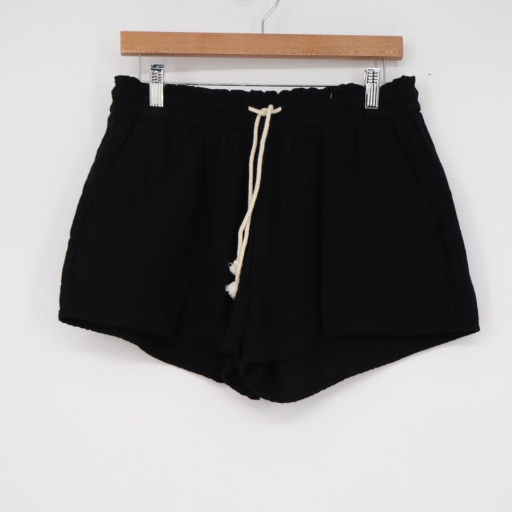 Old Navy Womens Black Cotton Gauze Shorts Comfort Waistband Drawstring Size M