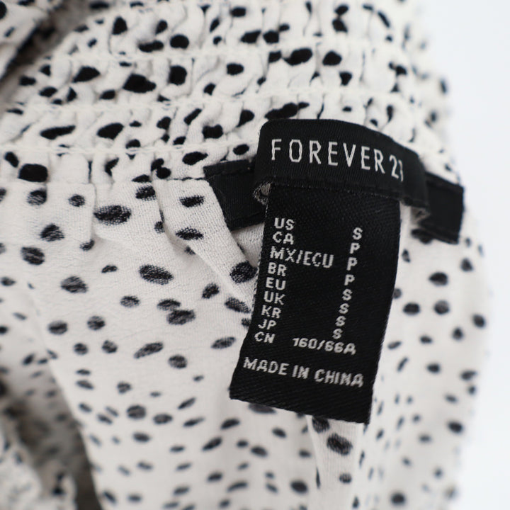 Forever 21 Dalmatian Polka Dot Tiered Ruffle Mini Skirt White Black Small BKA76