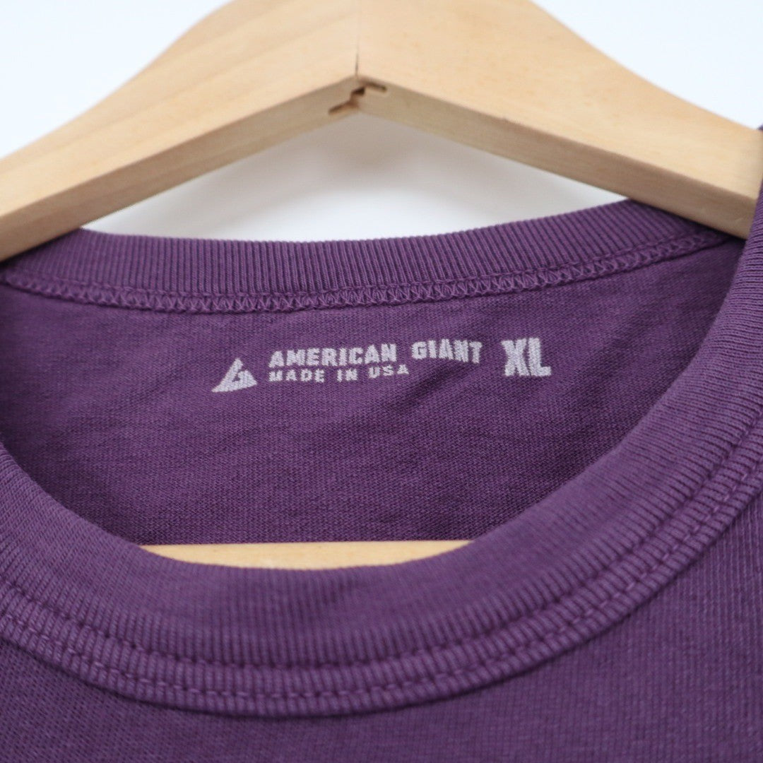 American Giant XL T Shirt Purple Cotton Made in USA Casual Crew Neck Mens Womens
