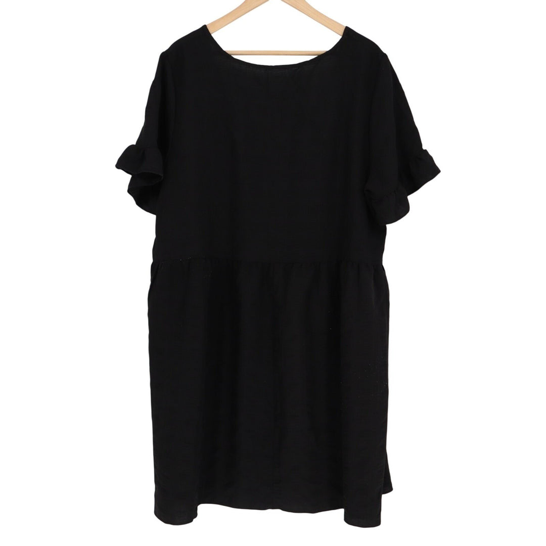 Shein Curve Mini Dress Women 2XL Black Square Neck Short Sleeve Pleated Pullover