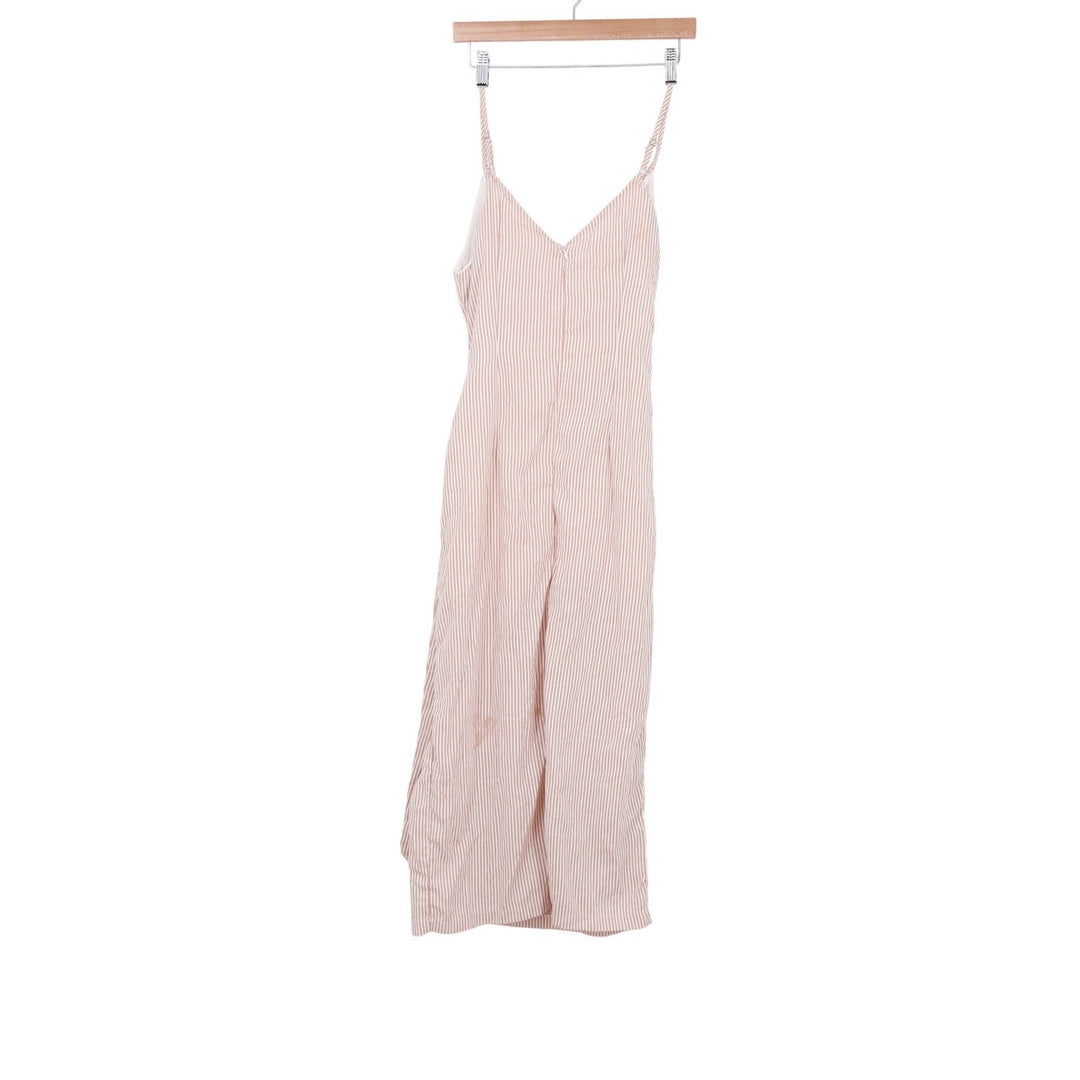White Closet Pink Pinstripe Wrap Midi Dress Waist Ring Size 10 Australian Design