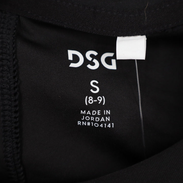DSG Girls Movement Tee Pure Black Short Sleeve Athletic Shirt S 8-9