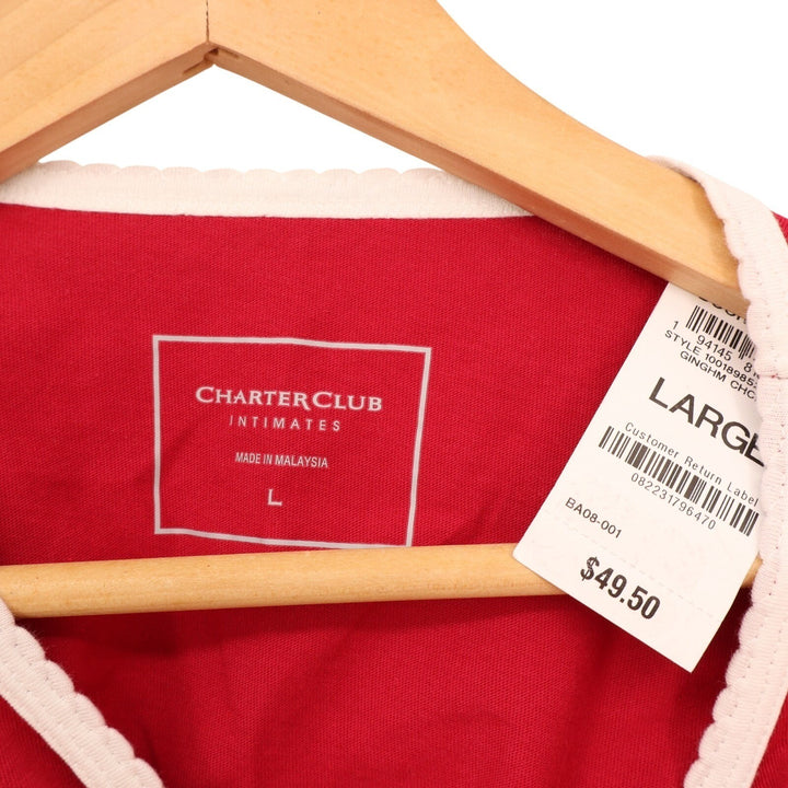 Charter Club Intimates Pajama Top Womens Large Red Cotton Scoop Neck Sleep Wear