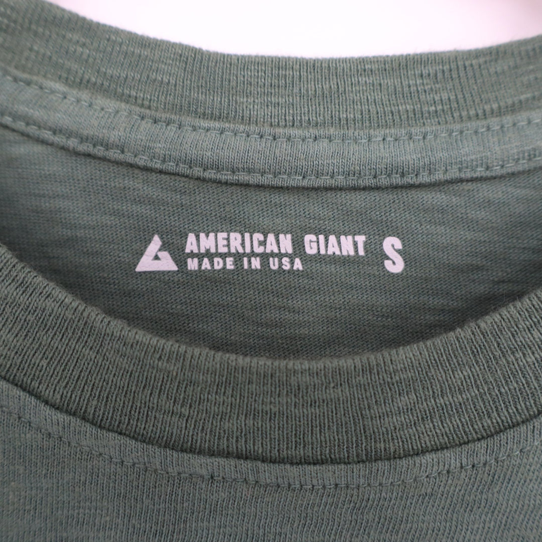 American Giant Premium Slub T-Shirt Mens S Green Cotton Short Sleeve Crew Neck
