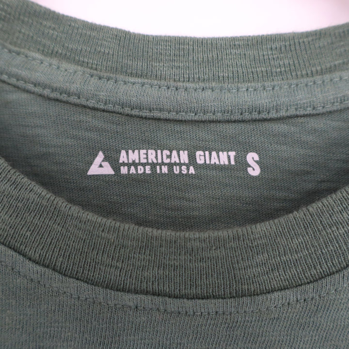 American Giant Premium Slub T-Shirt Mens S Green Cotton Short Sleeve Crew Neck