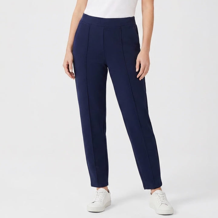 Calia Navy Blue Soft Scuba Pintuck Tapered Pants XL High Rise Elastic Waist