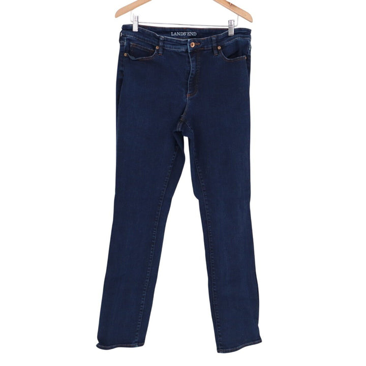 Lands' End Jeans Womens 14 Midnight Blue Denim Cotton Stretch Preppy Skinny Leg