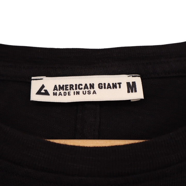 American Giant Premium Slub T-Shirt Womens M Black Cotton Crew Neck Long Sleeve