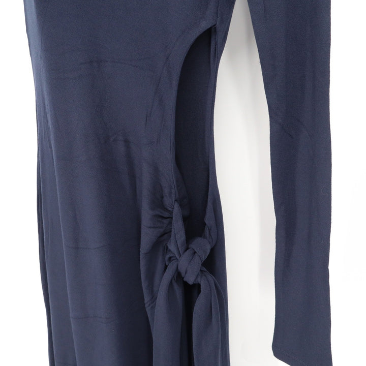 Naked Wardrobe Navy One Shoulder Maxi Dress Cutout Tie Detail Small