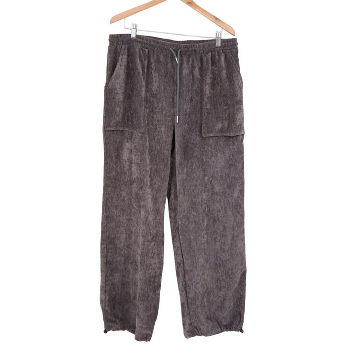 Modesees Corduroy Wide Leg Trousers Women 2XL Brown Elastic Drawstring Waistband