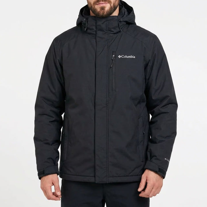 Columbia Mens Hooded Winter Jacket Black Omni-Tech Insulated Parka Size S