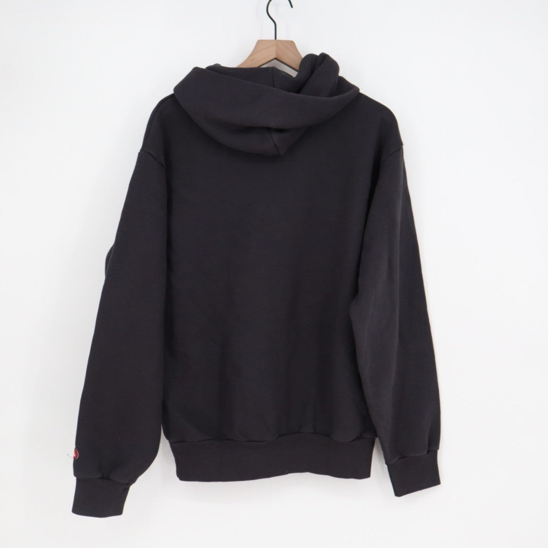 American Giant Hoodie Mens Medium Black Cotton Kangaroo Pocket Ribbed Sleeve