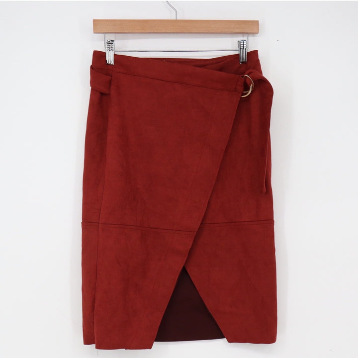 Forever 21 Skirt Womens L Wine Faux Suede D-Ring Wrap New