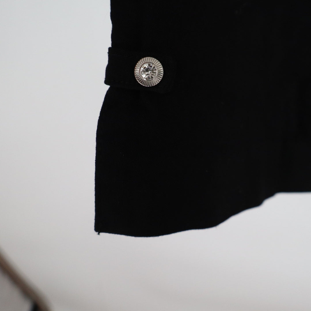 Counterparts Black Pull On Ankle Pants Rhinestone Button Hem Size M