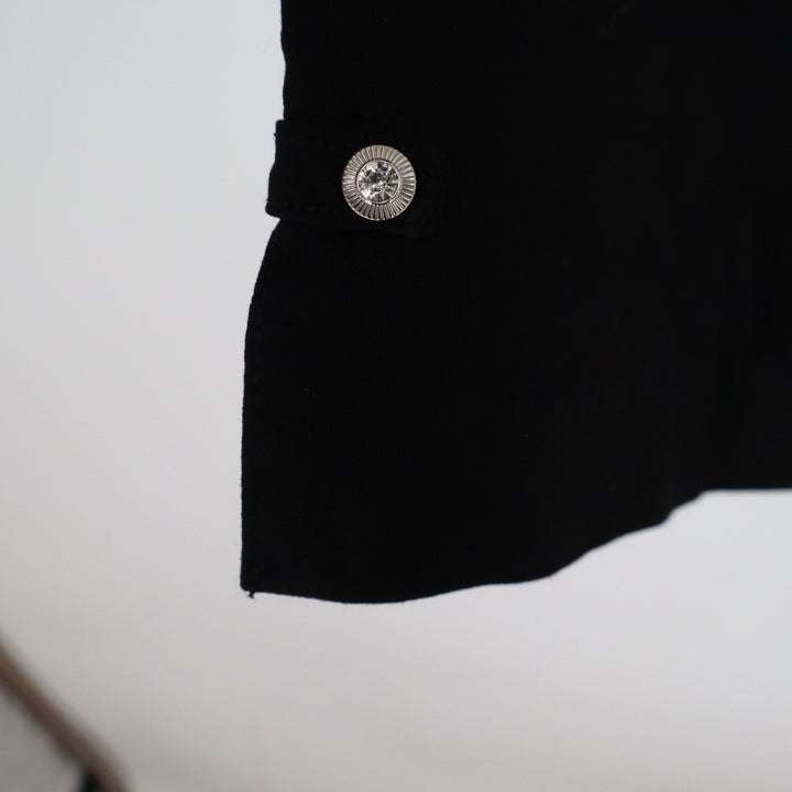 Counterparts Black Pull On Ankle Pants Rhinestone Button Hem Size M