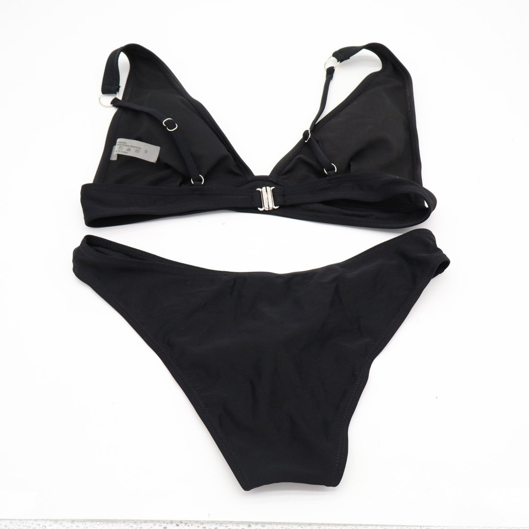 2 Piece Bikini Set Womens Small Black Stretch Padded Adjustable Strap Swimwear